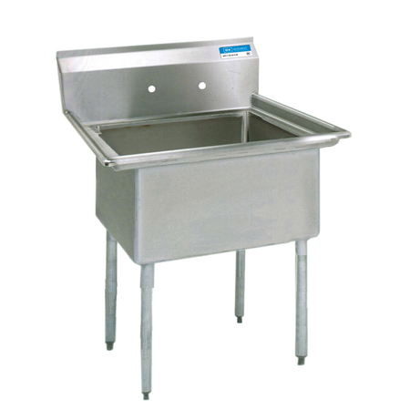 BK RESOURCES 25.8125 in W x 21 in L x Free Standing, Stainless Steel, One Compartment Sink BKS-1-1620-12